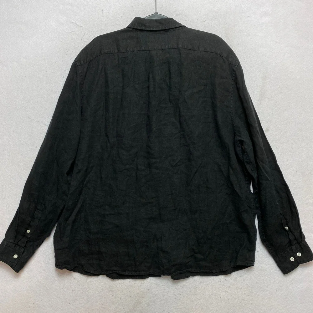 Banana Republic Linen Shirt Mens XXL Black Untucked Standard Fit Button Up